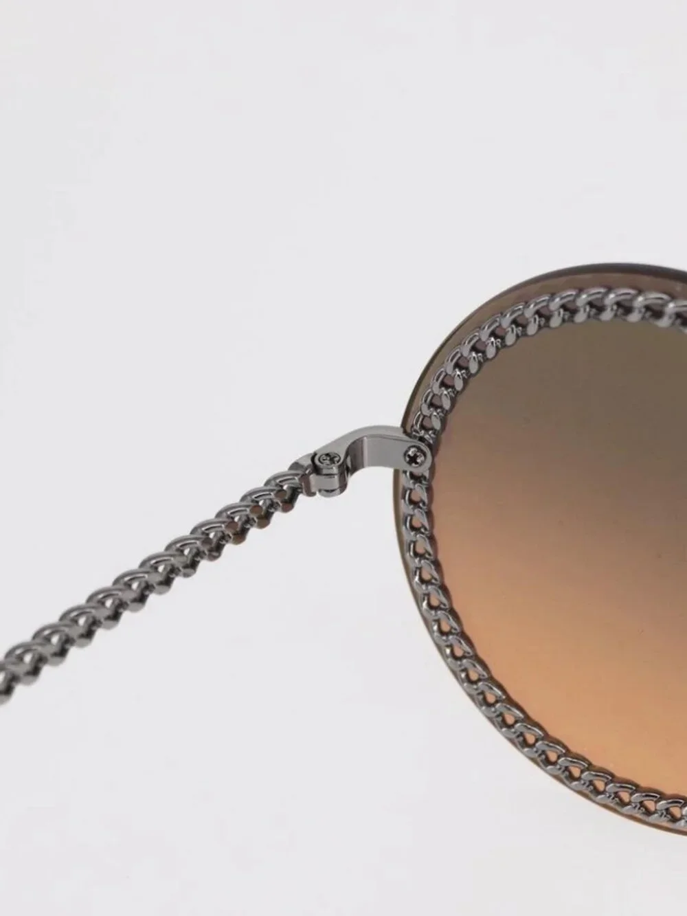 CHANEL Chain Sunglasses metal Brown CC Auth 165927SM